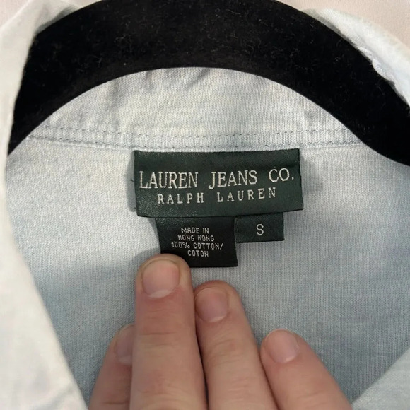 Lauren Jeans Co Blouse Womens Small Light Blue Button Up Long Sleeve - Picture 6 of 9